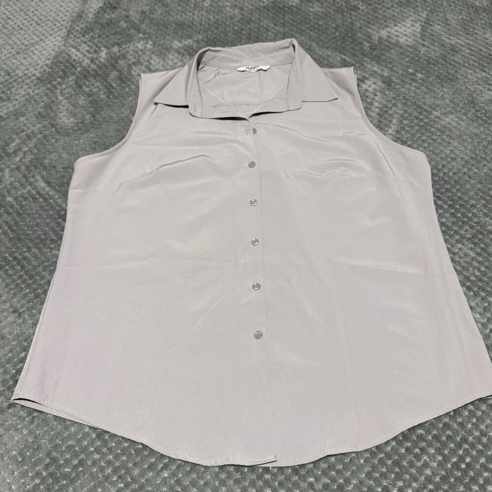 Zeagoo Women's Button Front Sleeveless Blouse Office Shirt - Size XL